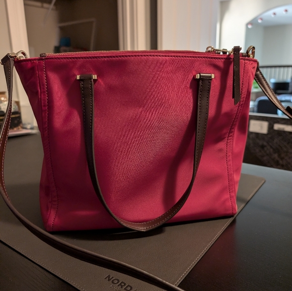 Kate Spade Dawn M Satchel Nylon Bag Rhubarg Tart - Picture 2 of 15